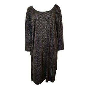 Ellos Top Womens Plus Size 4X (34/36) Black Gold Sparkle Party‎ Glam Stretch